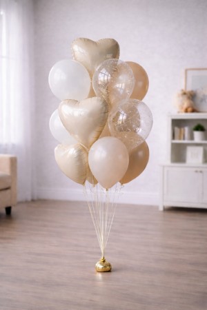Ballongbukett i beige toner